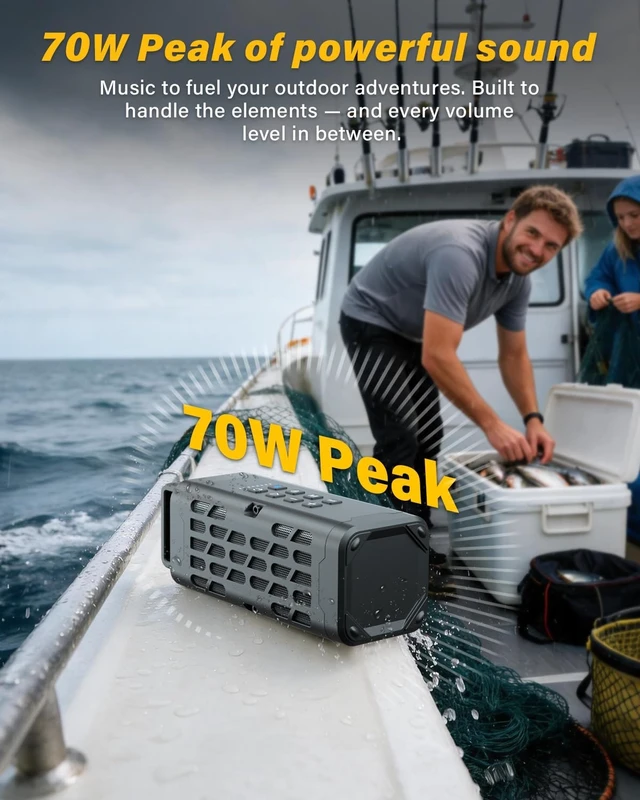 Alt view image 4 of 7 - Portable Bluetooth Speaker, Rugged Magnetic, Waterproof, Wireless