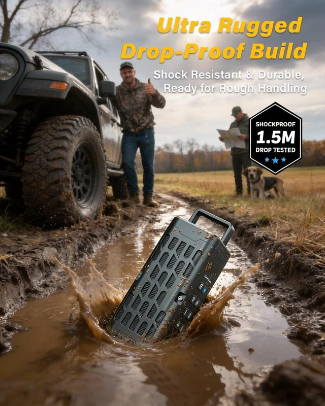 Alt view image 7 of 7 - Portable Bluetooth Speaker, Rugged Magnetic, Waterproof, Wireless