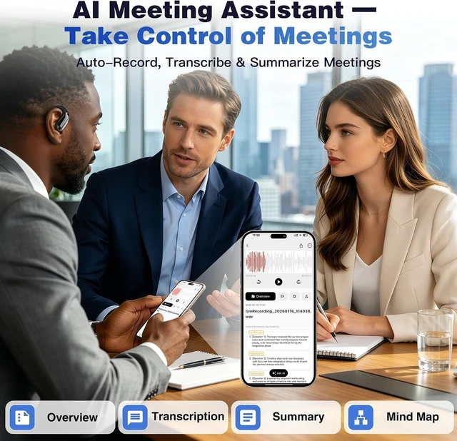 Alt view image 4 of 7 - AI Translation Earbuds for Global Calls & Video Meetings, Real-Time Bidirectional Voice Translation in 40+ Languages for Travel & Business, Built-in AI Voice Recorder for Transcription & Summaries