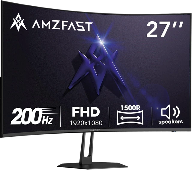 Main image of 27 inch 200Hz Curved Gaming Monitor, FHD 1080p with Built-in Speakers, FreeSync, MPRT 1ms, 130% sRGB, 3000:1, 1500R, VESA Mount, HDMI 2.0&DP 1.4, 12 Months Warranty Exchange, AMZG27C1