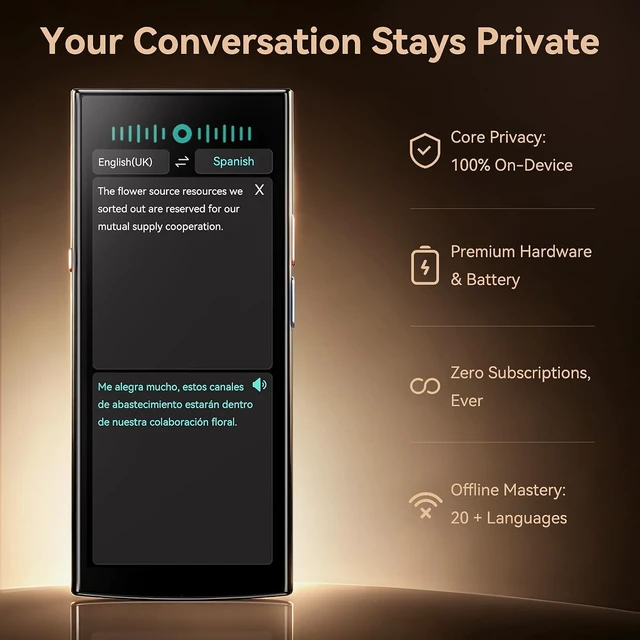 Alt view image 3 of 7 - Language Translator Device No Wifi Needed, High-end Upgraded Ai Translator, Offline Real-Time Voice Spainish Translation, Support 150 Languages, Recording&Photo Premium Translation Device for Business