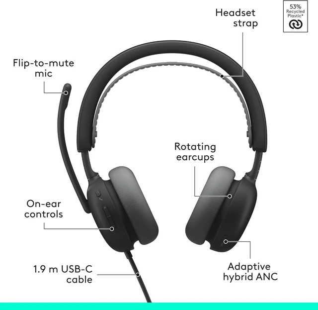 Alt view image 6 of 7 - Zone Wired 2 Noise Canceling Headset with Adaptive Hybrid - Black