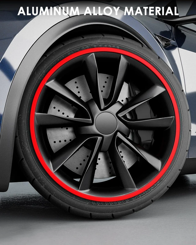 Alt view image 2 of 7 - Automotive Alloy Wheel Rim Protector - Covering The Entire Rim of The Wheel hub - Strips for Curb Rash Prevention - Set of 4 Rim Protector Easy to Install(21'',Red)