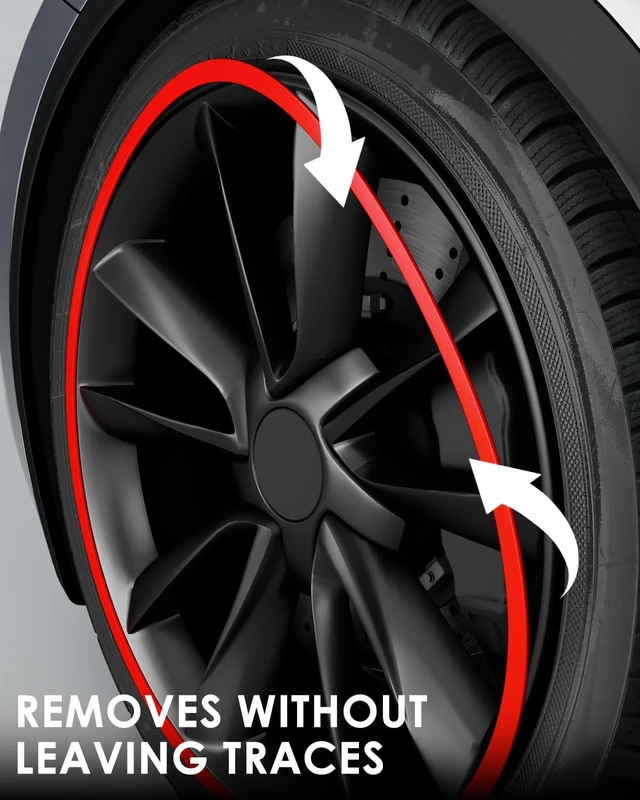 Alt view image 5 of 7 - Automotive Alloy Wheel Rim Protector - Covering The Entire Rim of The Wheel hub - Strips for Curb Rash Prevention - Set of 4 Rim Protector Easy to Install(21'',Red)