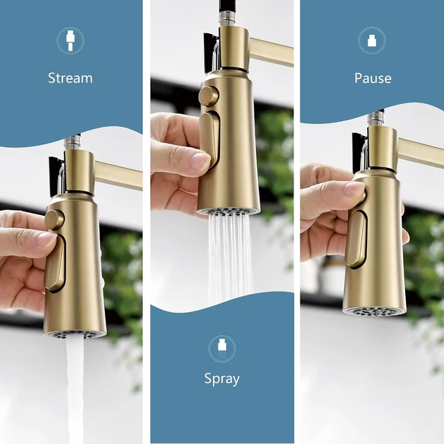 Alt view image 6 of 7 - 22 Extra-Tall Brushed Gold Kitchen Sink Faucets, Commercial High Arc Single Handle Kitchen Faucets for Pull Down Sprayer Farmhouse Spring with Deck Plate 22 inch