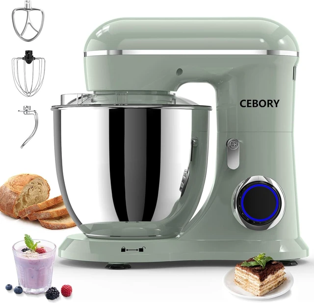 Main image of 3-IN-1 Electric Stand Mixer, 6.5QT Bowl 660W 10-Speed Kitchen Mixer, Household Food Mixers include Dough Hook, Beater and Whisk, Bread Cake Mixer for Baking and Most Home Cooks, Green