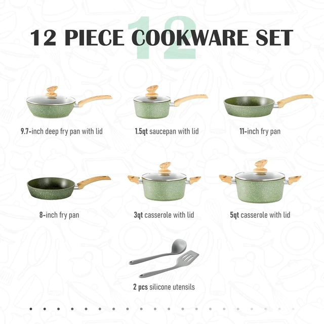 Alt view image 6 of 7 - Pots and Pans Set Non Stick, 12 Pcs Kitchen Cookware Sets
