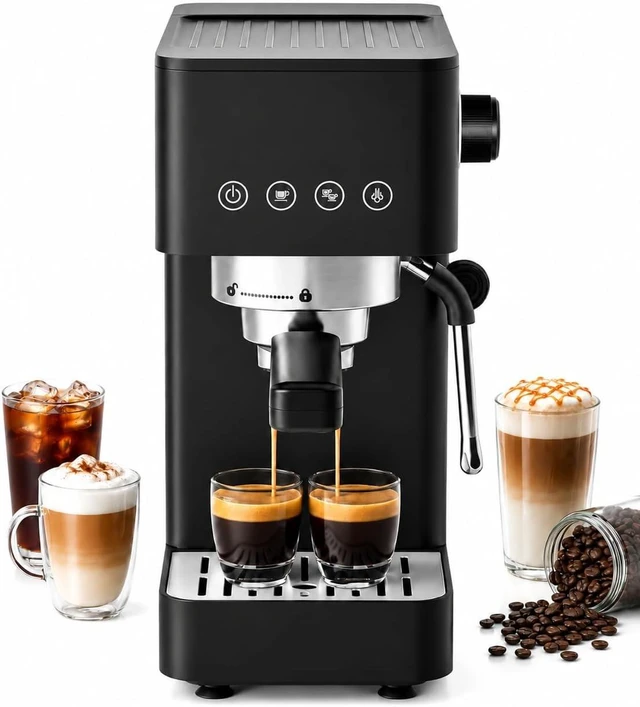 Main image of Compact Espresso Machine, 20 Bar, Milk Frother, Latte & Cappuccino
