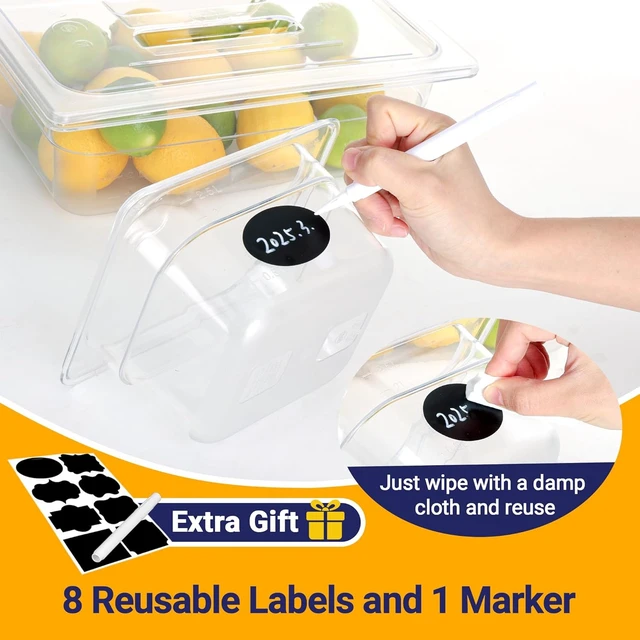 Alt view image 5 of 7 - 6 Pack Full Size 4'' Deep NSF Polycarbonate Food Pans with Lids