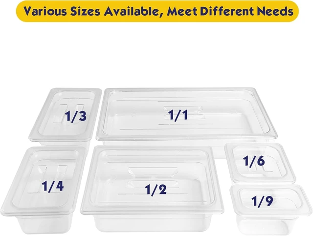 Alt view image 7 of 7 - 6 Pack Full Size 4'' Deep NSF Polycarbonate Food Pans with Lids