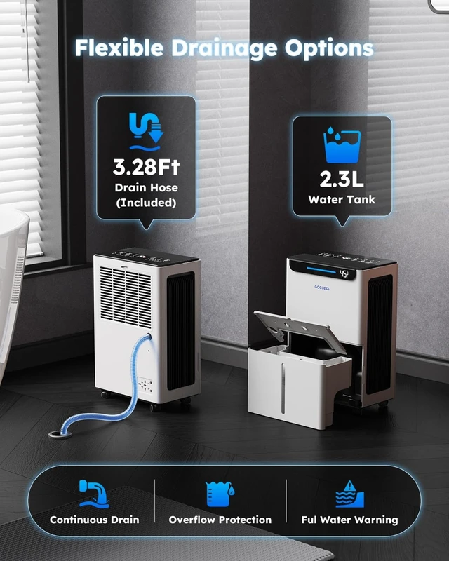 Alt view image 6 of 7 - 2500 Ft² Max 34 Pints Large Room Dehumidifier for Basement White