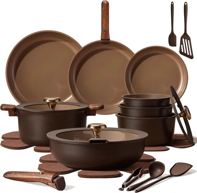 Main image of 25pcs Ceramic Cookware Set, Pots and Pans Set with Detachable Handle
