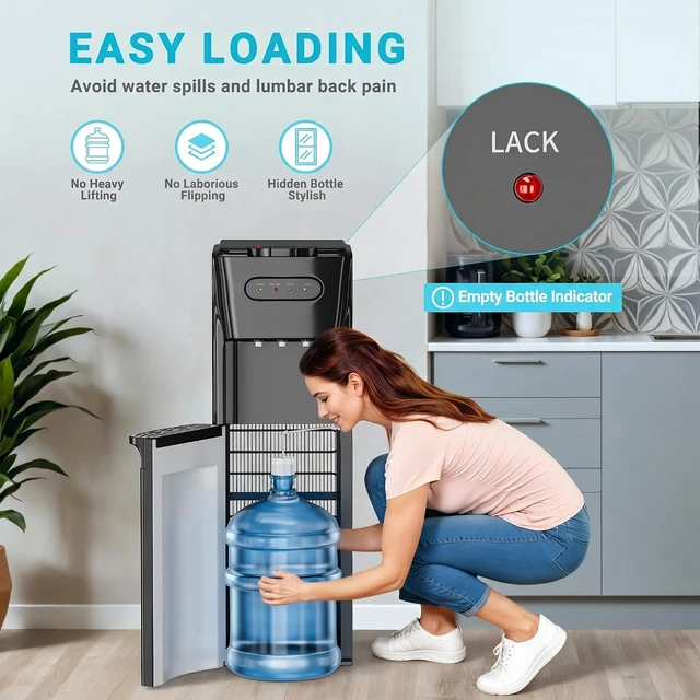 Alt view image 2 of 7 - Bottom Loading Water Cooler Dispenser, Matte Black