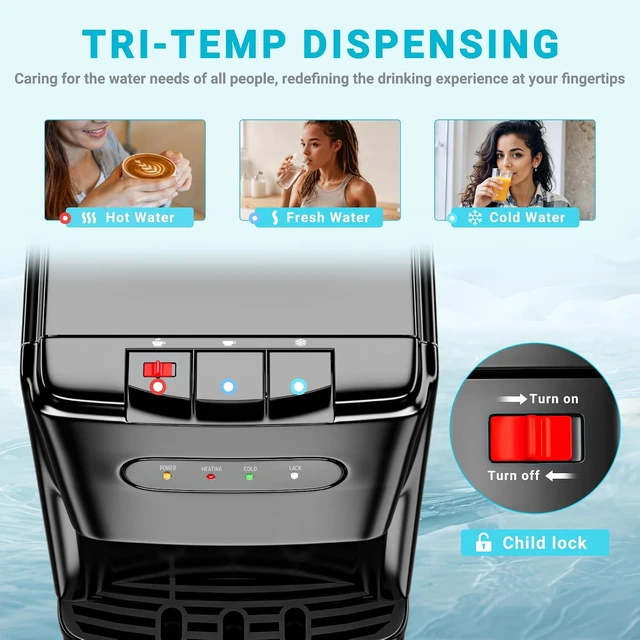 Alt view image 3 of 7 - Bottom Loading Water Cooler Dispenser, Matte Black
