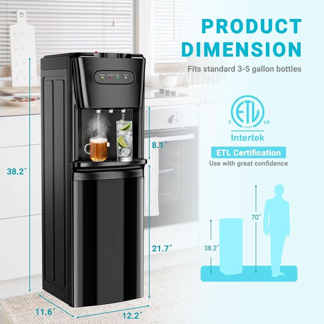 Alt view image 7 of 7 - Bottom Loading Water Cooler Dispenser, Matte Black
