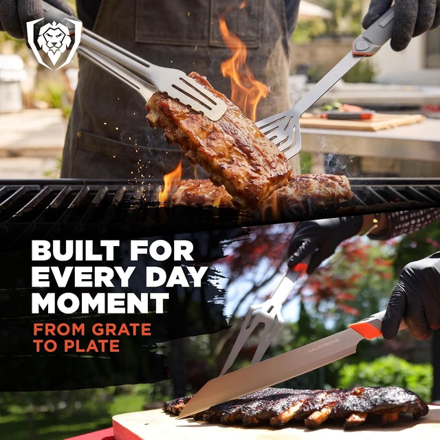Alt view image 3 of 7 - 4-Pc BBQ Grill Tool Set - Knife, Fork, Spatula & Locking Tongs