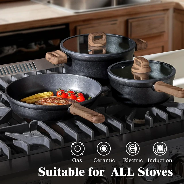 Alt view image 6 of 7 - 20Pcs Nonstick Pots and Pans Set, Black Titanium Cookware Set