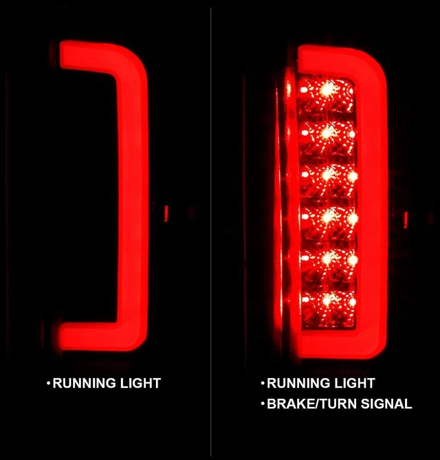 Alt view image 7 of 7 - Truck 3D C-Type Halogen, Led, Tube Dark Smoke Replacement Tail Light Set For 1989-1996 Ford F150 Bronco F250 F350 - Passenger and Driver Side, Vehicle Light Assembly, Black