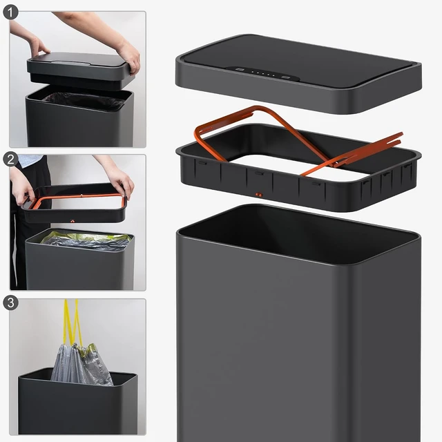Alt view image 4 of 7 - 15 Gallon Touchless Motion Sensor Trash Can