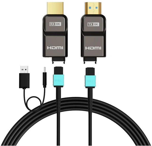 Main image of 8K Detachable Full Fiber Optic Armored HDMI 2.1 Cable, 48Gbps, 50FT