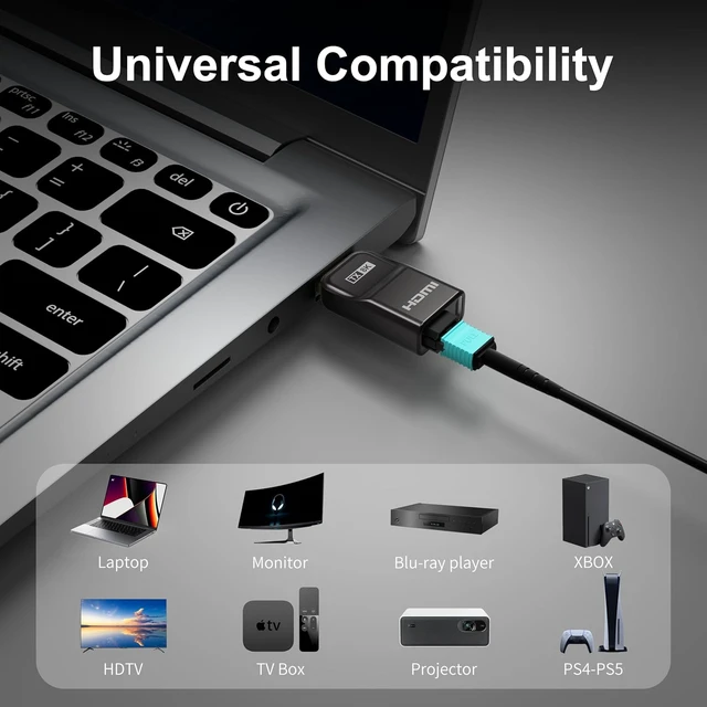 Alt view image 6 of 7 - 8K Detachable Full Fiber Optic Armored HDMI 2.1 Cable, 48Gbps, 50FT