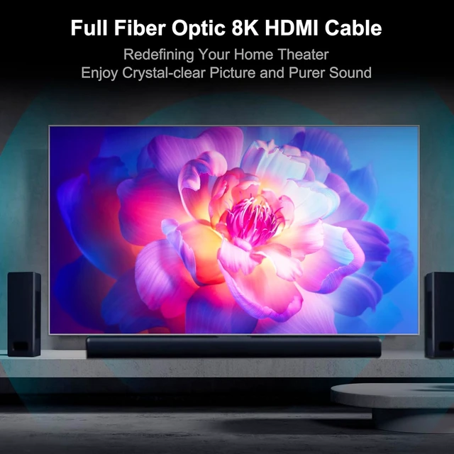 Alt view image 7 of 7 - 8K Detachable Full Fiber Optic Armored HDMI 2.1 Cable, 48Gbps, 50FT