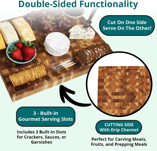 Alt view image 2 of 7 - Teak End Grain Cutting Board 24x18 with Juice Groove