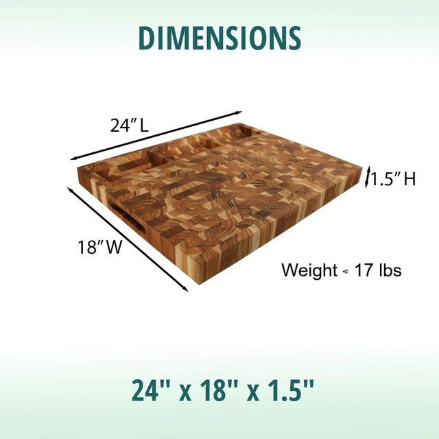 Alt view image 4 of 7 - Teak End Grain Cutting Board 24x18 with Juice Groove
