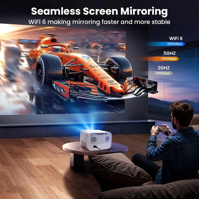 Alt view image 4 of 7 - 4K Google TV Projector, 1500 ANSI Lumens, 6D Auto Focus & Keystone, 20W Speakers Wifi and Bluetooth Projector for iPhone/Android,Outdoor Movie Projector for Netflix & YouTube, Supports 1000+ Apps