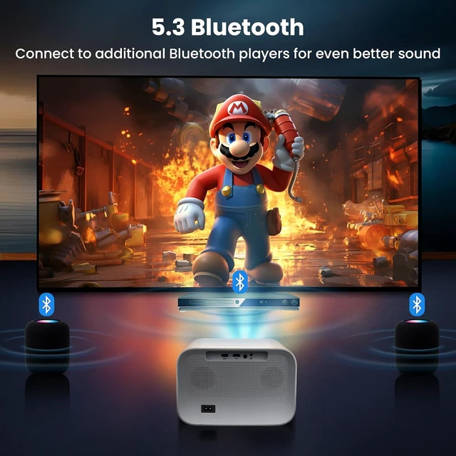 Alt view image 6 of 7 - 4K Google TV Projector, 1500 ANSI Lumens, 6D Auto Focus & Keystone, 20W Speakers Wifi and Bluetooth Projector for iPhone/Android,Outdoor Movie Projector for Netflix & YouTube, Supports 1000+ Apps