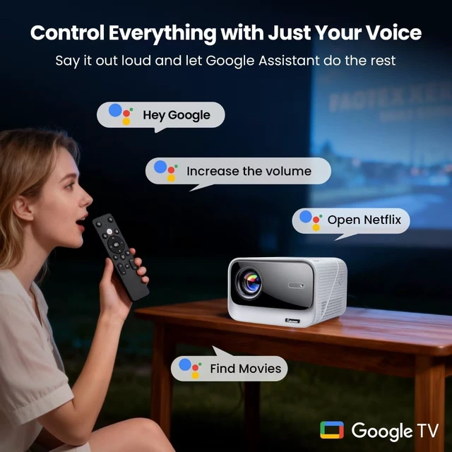 Alt view image 7 of 7 - 4K Google TV Projector, 1500 ANSI Lumens, 6D Auto Focus & Keystone, 20W Speakers Wifi and Bluetooth Projector for iPhone/Android,Outdoor Movie Projector for Netflix & YouTube, Supports 1000+ Apps