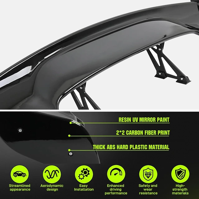 Alt view image 4 of 7 - Universal Spoiler,57 inch Car Spoiler GT Style Trunk Spoiler Compatible with Chevrolet Toyota Corolla Honda Civic Nissan Altima and More
