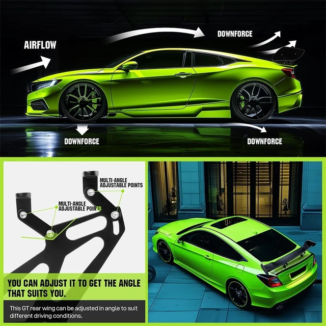 Alt view image 6 of 7 - Universal Spoiler,57 inch Car Spoiler GT Style Trunk Spoiler Compatible with Chevrolet Toyota Corolla Honda Civic Nissan Altima and More