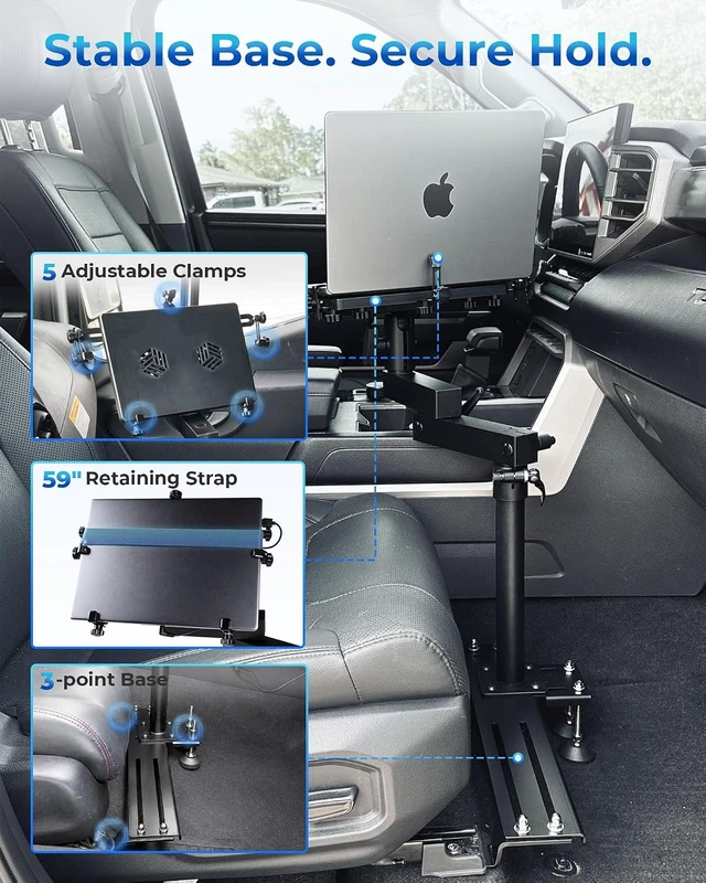 Alt view image 2 of 7 - No-Drill Car Laptop Mount, Adjustable Mobile Truck Computer Stand