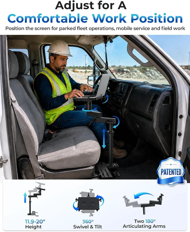 Alt view image 4 of 7 - No-Drill Car Laptop Mount, Adjustable Mobile Truck Computer Stand