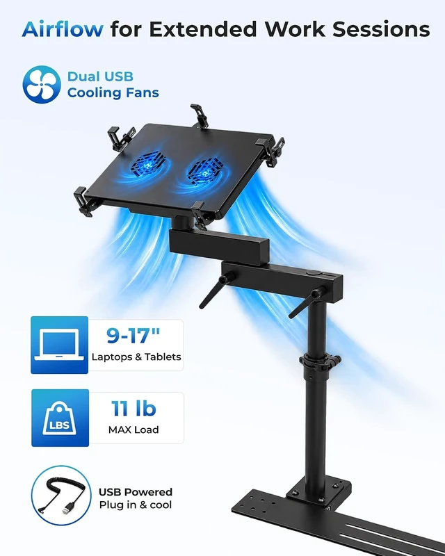 Alt view image 5 of 7 - No-Drill Car Laptop Mount, Adjustable Mobile Truck Computer Stand