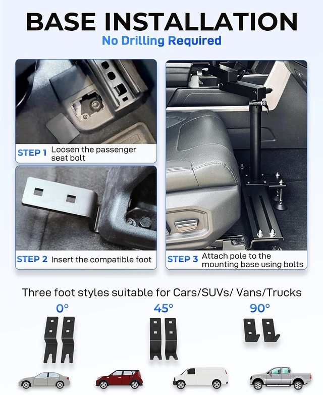 Alt view image 7 of 7 - No-Drill Car Laptop Mount, Adjustable Mobile Truck Computer Stand