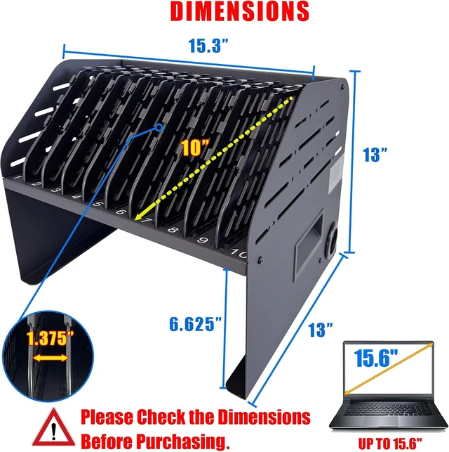 Alt view image 3 of 7 - 10-Device Laptop & Tablet Charging Station with 6 AC & 4 USB