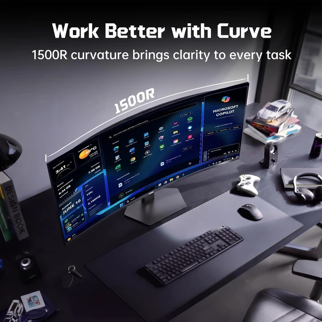 Alt view image 6 of 7 - 27 Inch Curved Monitor 170Hz 144Hz, 2K 1440P Computer Gaming Monitor