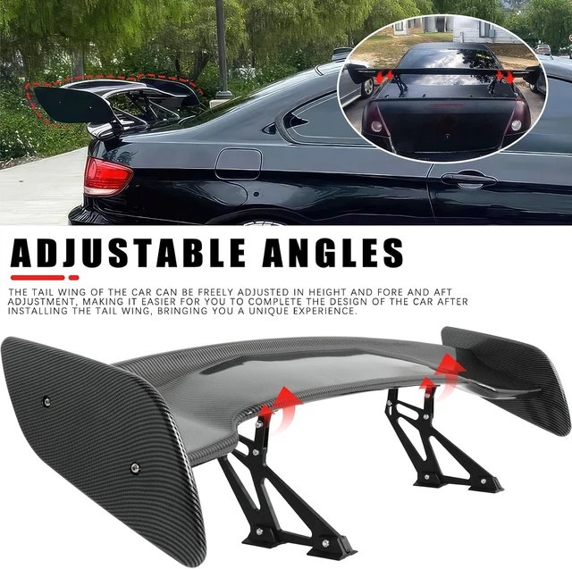 Alt view image 3 of 7 - 47 Inch GT Rear Spoiler for Car, Carbon Fiber GT Style Truck Wing Spoiler Compatible with Chevy Corvette Camaro Nissan Lexus Ford Mustang Hyundai Elantra Honda Civic Nissan Toyota Mazda