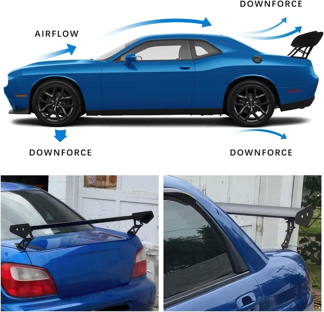 Alt view image 2 of 7 - 47 Inch GT Rear Spoiler for Car, Carbon Fiber GT Style Truck Wing Spoiler Compatible with Chevy Corvette Camaro Nissan Lexus Ford Mustang Hyundai Elantra Honda Civic Nissan Toyota Mazda