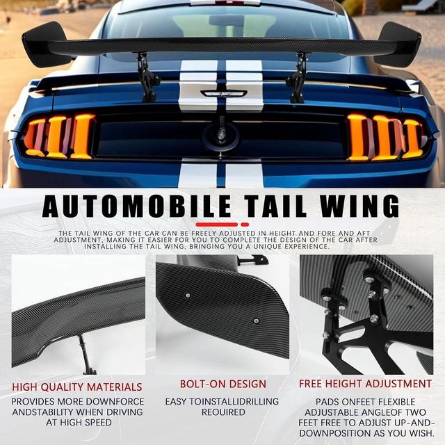 Alt view image 5 of 7 - 47 Inch GT Rear Spoiler for Car, Carbon Fiber GT Style Truck Wing Spoiler Compatible with Chevy Corvette Camaro Nissan Lexus Ford Mustang Hyundai Elantra Honda Civic Nissan Toyota Mazda