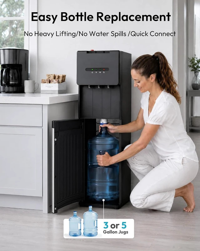 Alt view image 5 of 7 - Bottom Loading Water Dispenser, 3 Temperatures, 3 or 5 Gal Bottles