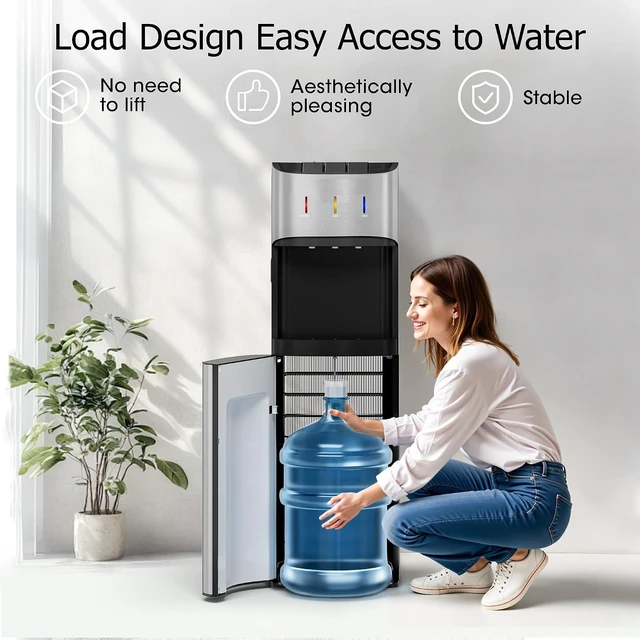 Alt view image 2 of 7 - Bottom Loading Water Cooler Dispenser, Metallic Silver