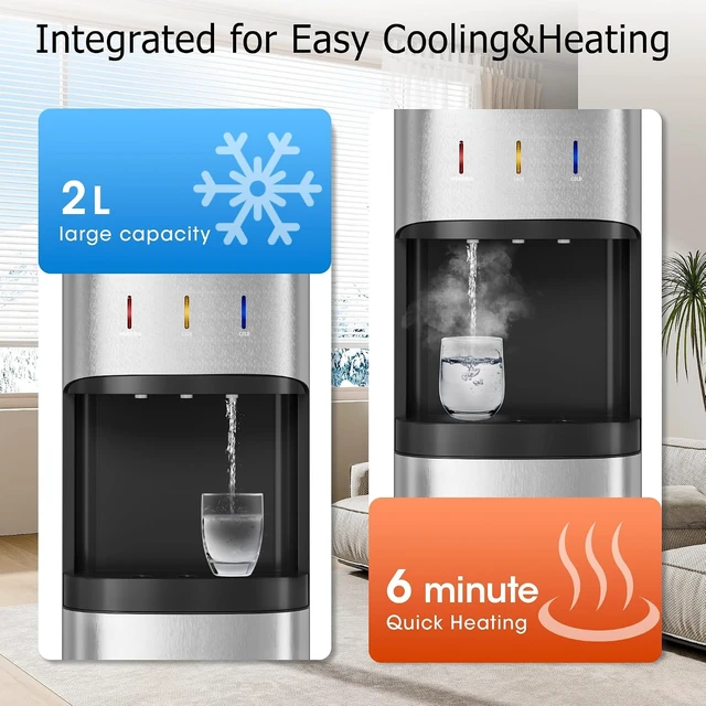 Alt view image 3 of 7 - Bottom Loading Water Cooler Dispenser, Metallic Silver
