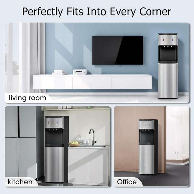 Alt view image 6 of 7 - Bottom Loading Water Cooler Dispenser, Metallic Silver