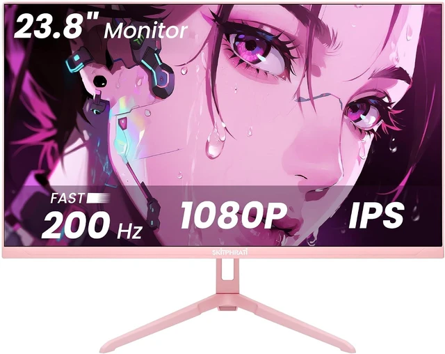 Main image of Pink 24 inch Gaming Monitor 200Hz Refresh Rate FHD 1080p Resolution Fast IPS Panel 1ms GTG Response Time Adaptive Sync Built-in Speakers Pink Monitor