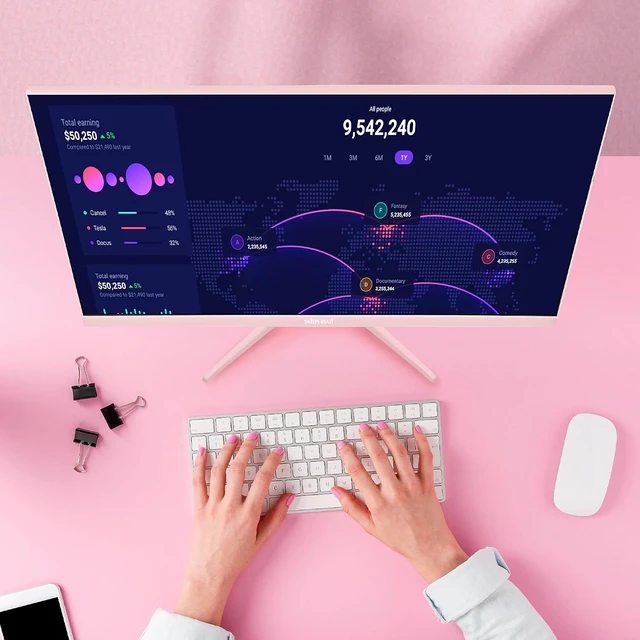 Alt view image 3 of 7 - Pink 24 inch Gaming Monitor 200Hz Refresh Rate FHD 1080p Resolution Fast IPS Panel 1ms GTG Response Time Adaptive Sync Built-in Speakers Pink Monitor