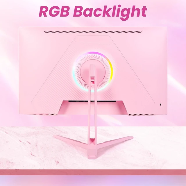 Alt view image 4 of 7 - Pink 24 inch Gaming Monitor 200Hz Refresh Rate FHD 1080p Resolution Fast IPS Panel 1ms GTG Response Time Adaptive Sync Built-in Speakers Pink Monitor