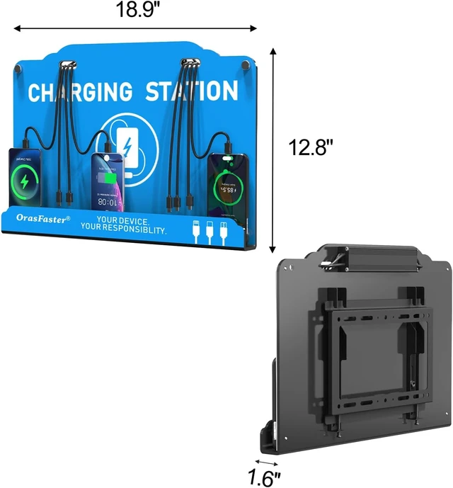 Alt view image 2 of 7 - Wall Mounted Cell Phone Charging Station